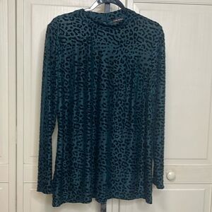 Lane Bryant Green Long Sleeve Velvet Burnout Mock Neck Top Women's Size 18/20